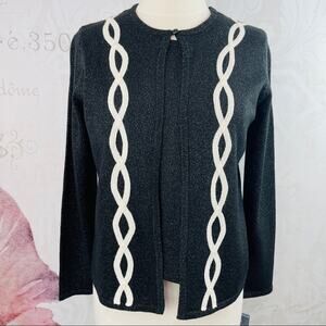 Koret Black Silver Sparkles Cream Beaded accent Size Small NWT